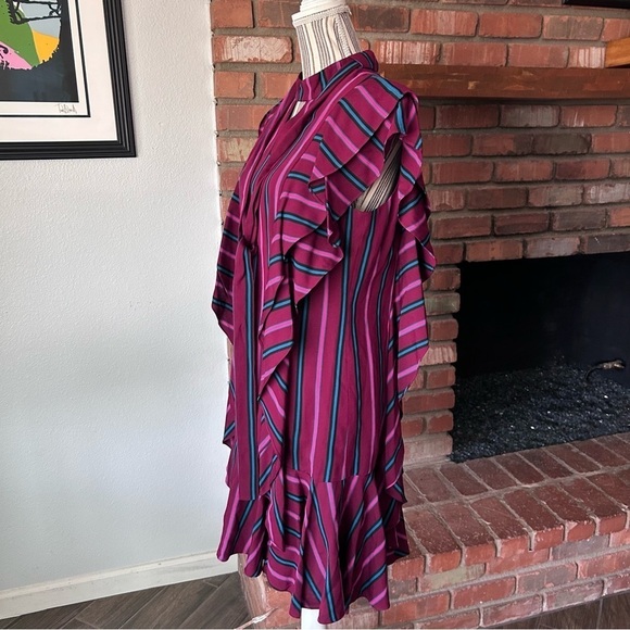 Kimora Lee Simmons Striped Ruffle Sleeve Mini Dress Sz 8 - Picture 5 of 10